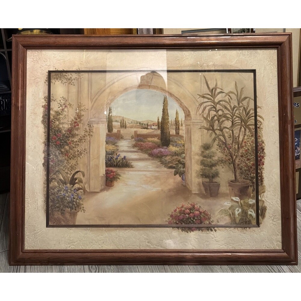 Home Interior Floral Garden Design  Wooden Framed  25x 31